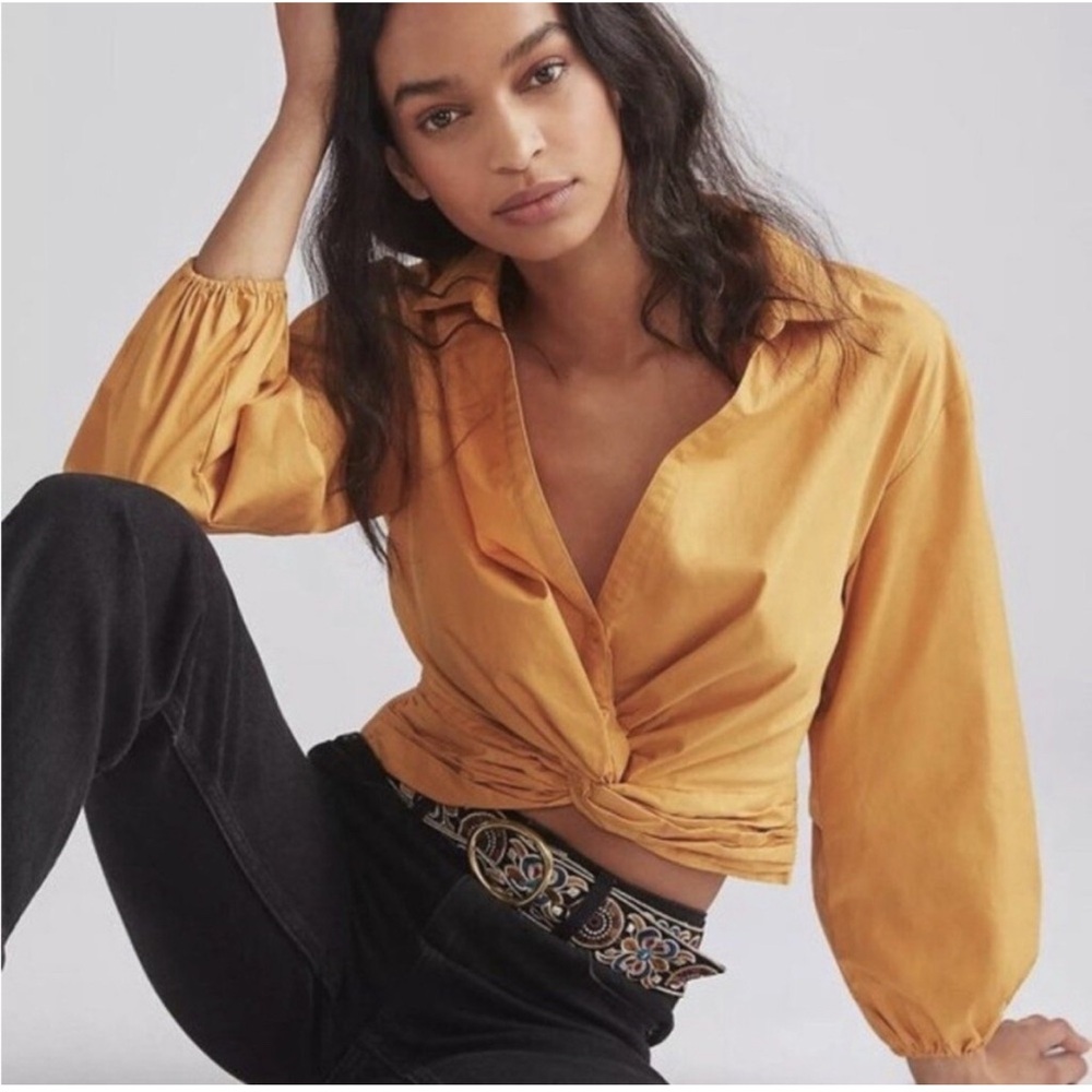 Anthropologie Sunday in Brooklyn Golden Twist-Front Blouse